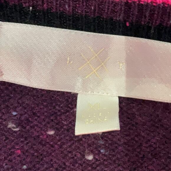 Lisa Todd Purple Speckled 100% Cashmere Crewneck Ringer Sweater XL - Picture 6 of 8